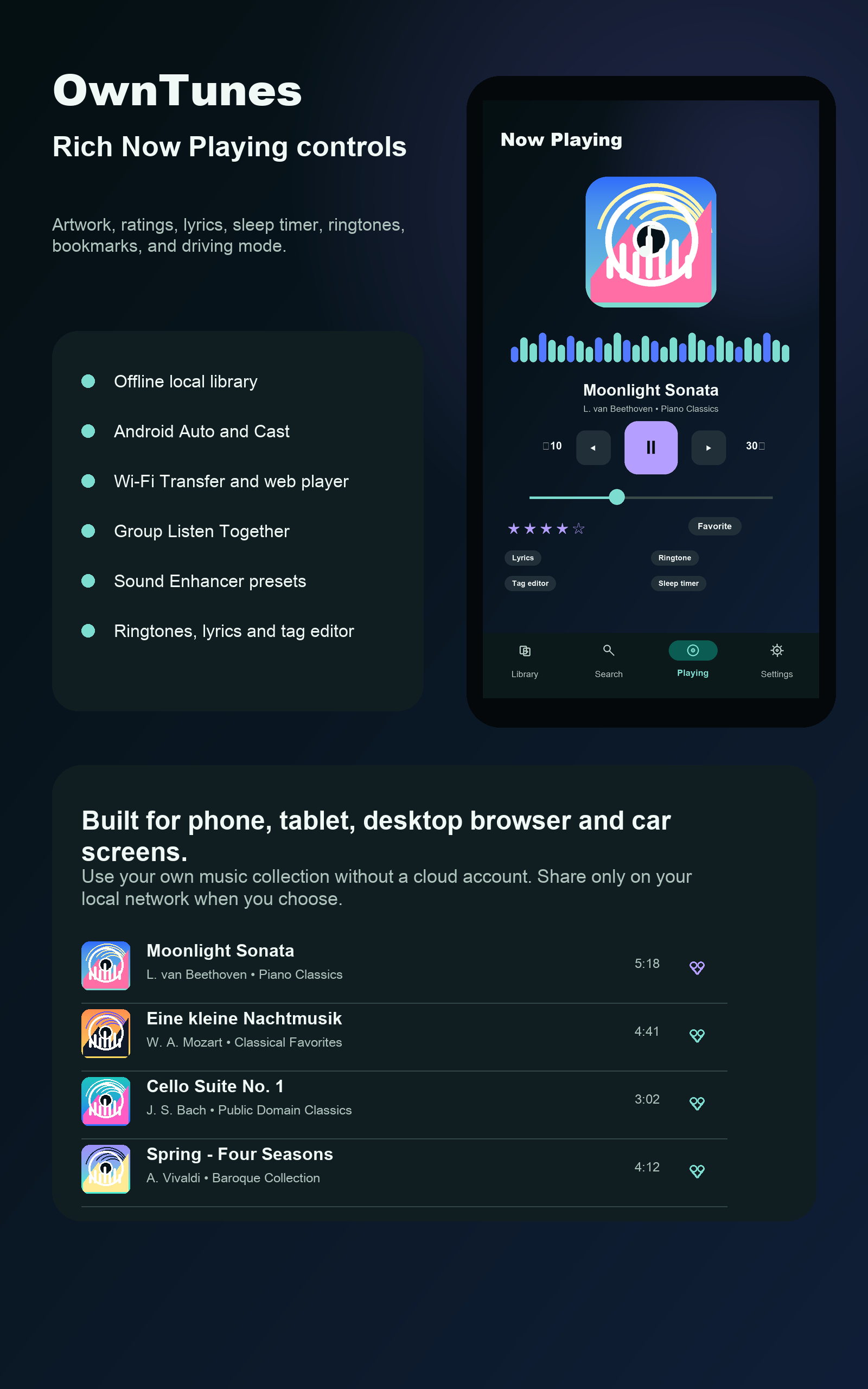 OwnTunes tablet interface screenshot