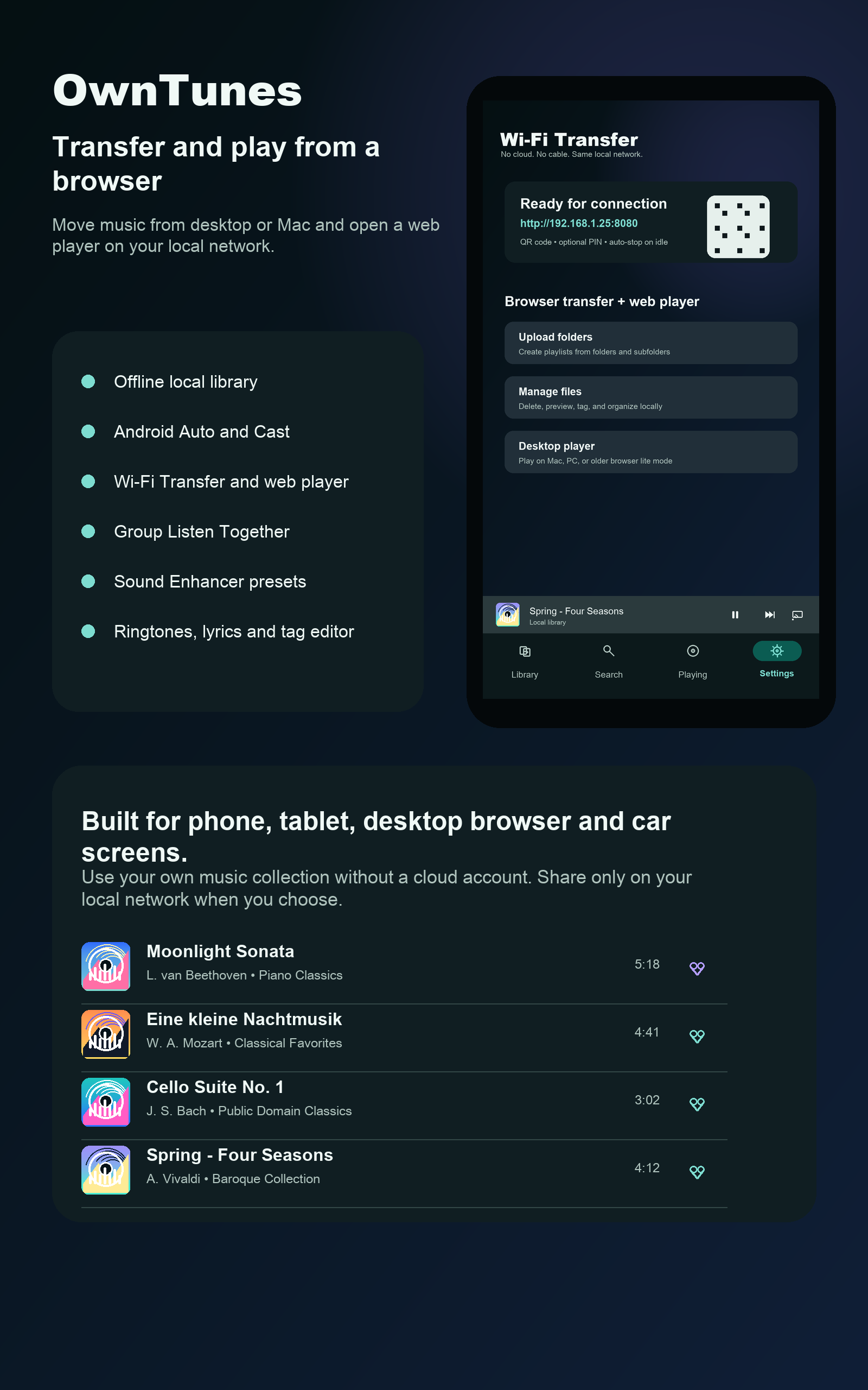 OwnTunes tablet interface screenshot