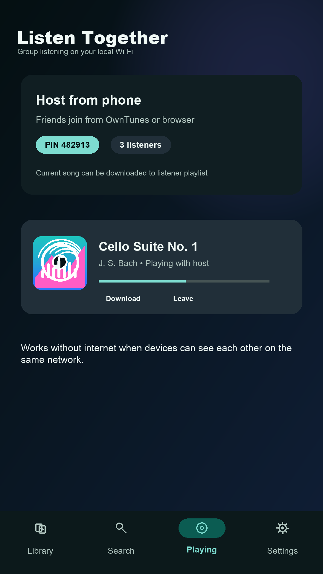 Start a shared listening session screenshot