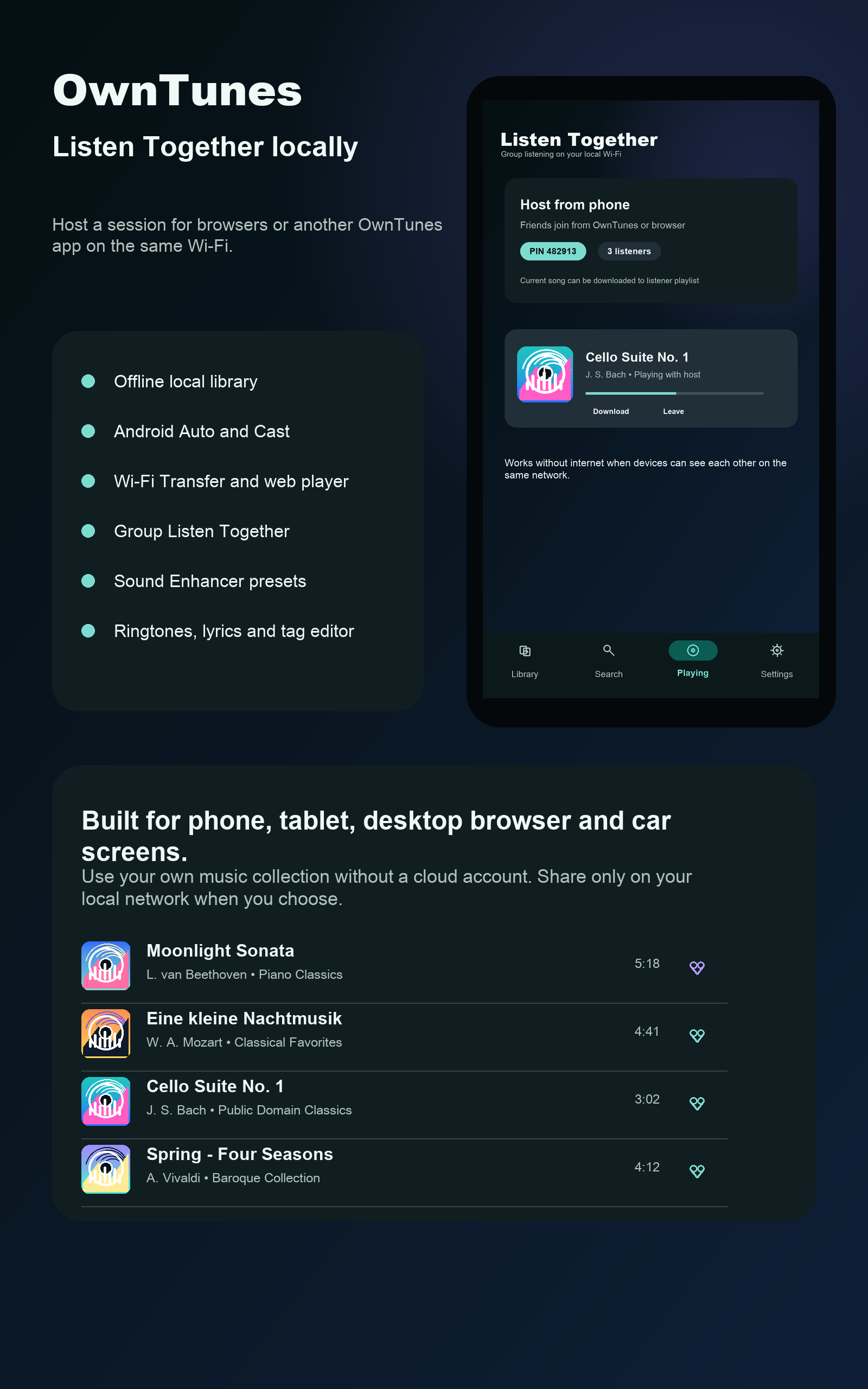 OwnTunes tablet interface screenshot