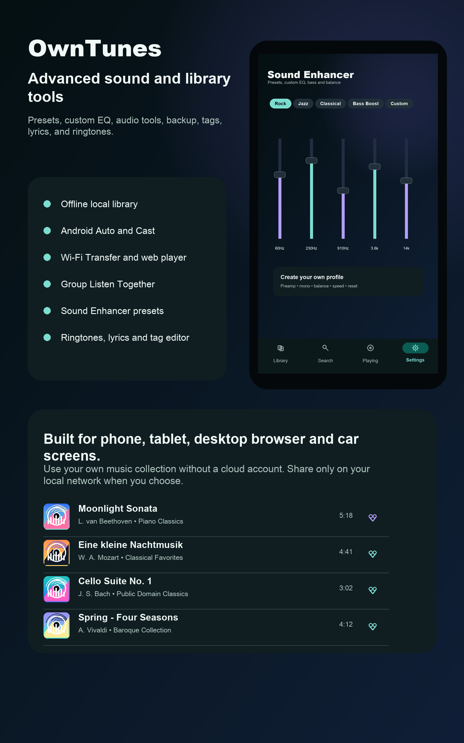 OwnTunes tablet interface screenshot