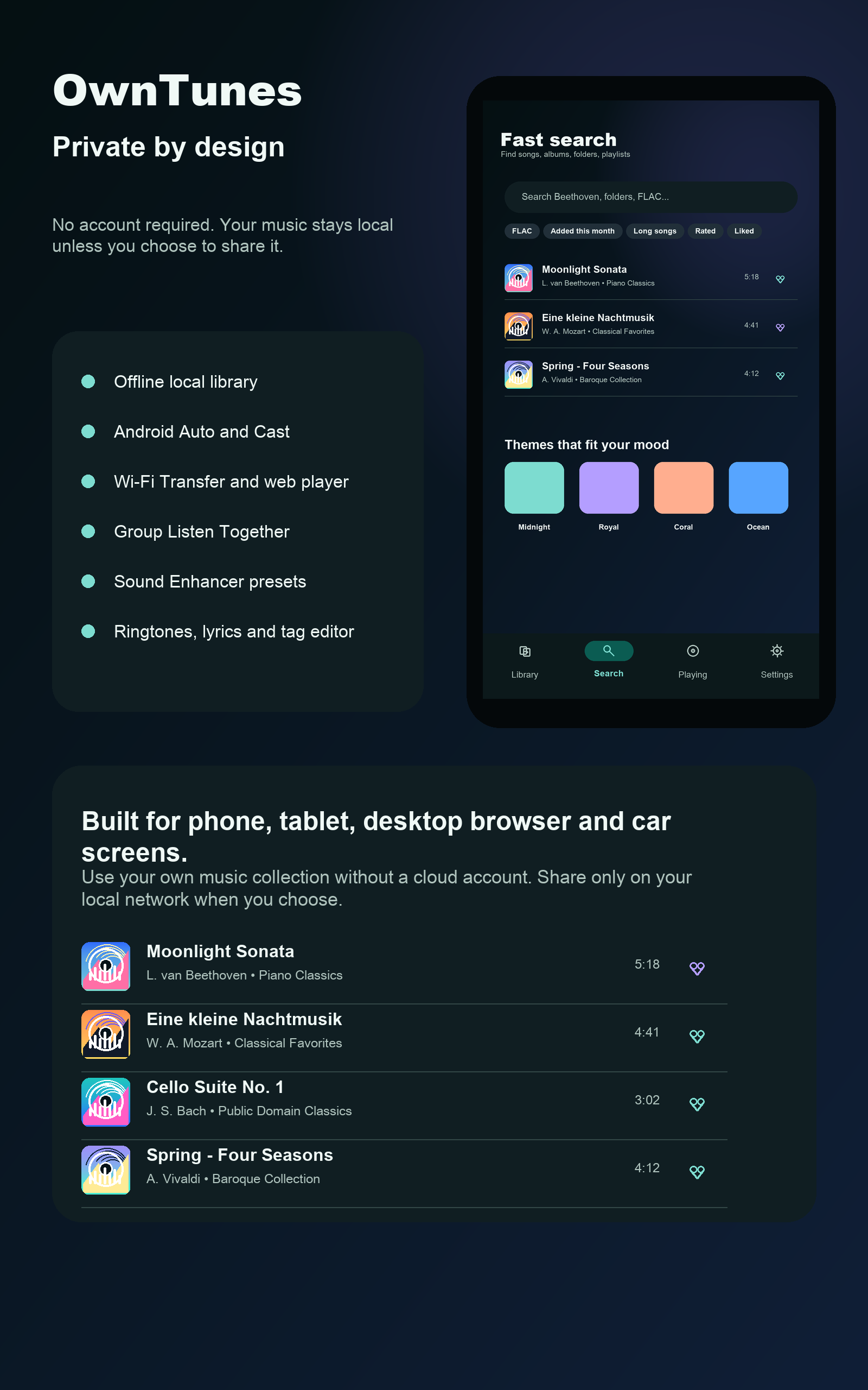 OwnTunes tablet interface screenshot